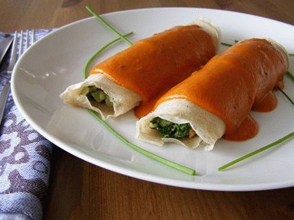 Photo Crêpes avec des légumes cuits au four et dans les coulisses du poivron