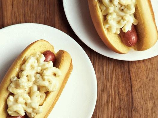 Photo du plat - Hot dogs avec des pâtes et du fromage