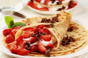 Dessert flambé au coucher du soleil