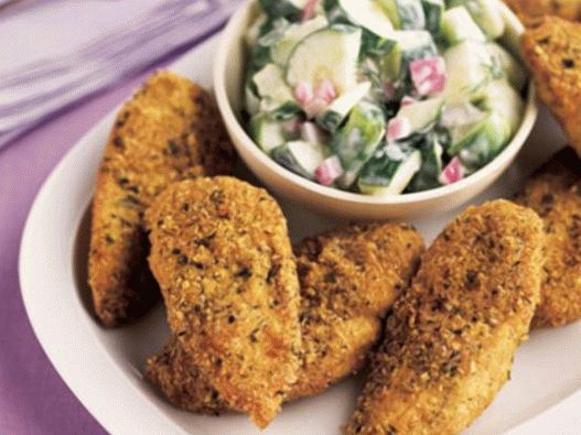 Falafel pané au poulet croustillant avec salade de concombre
