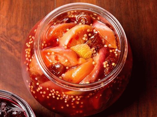 Compote de pêche aux graines de moutarde