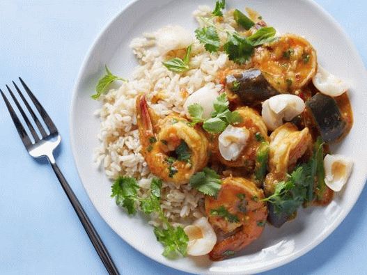 Photo de curry aux crevettes et litchi