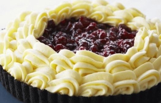 Tarte photo aux canneberges et mousse au chocolat blanc