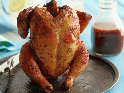 Poulet sur un pot avec sauce barbecue au cola