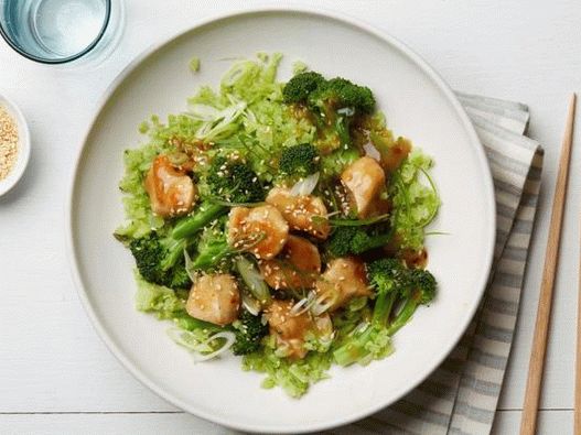 Poulet au sésame avec riz au brocoli (régime complet30)