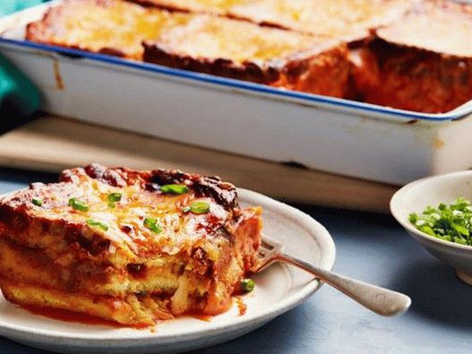 Photo de lasagnes au pain grillé et à la soupe à la tomate