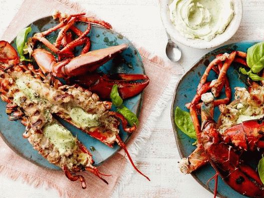 Homard grillé à l'huile de basilic