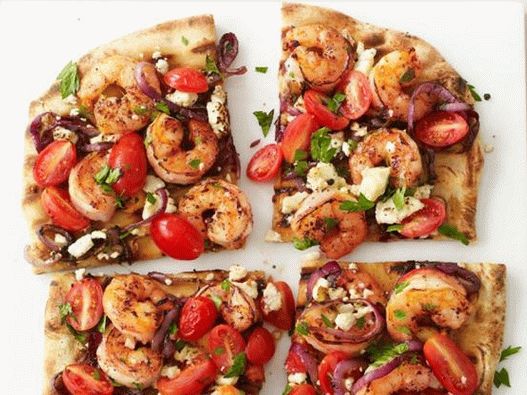 Pizza aux crevettes grillées