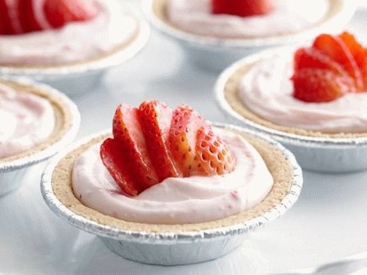 Photo du plat - Cheesecakes à la fraise sans cuisson