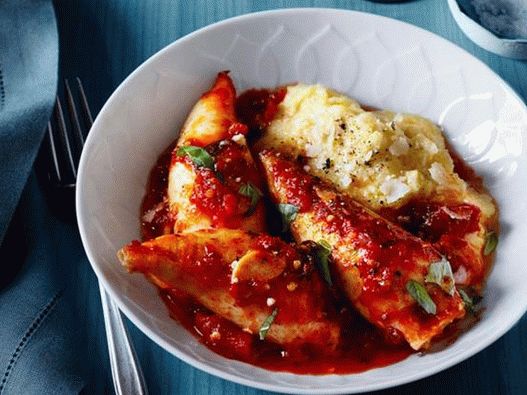 Crevettes farcies aux crevettes et à la polenta