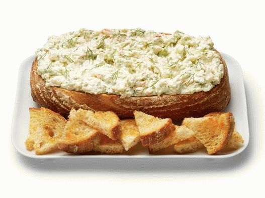 Déesse verte aux crevettes dans un bol à pain