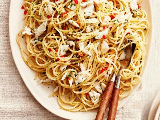 Photo Pâtes hypocaloriques avec du crabe épicé