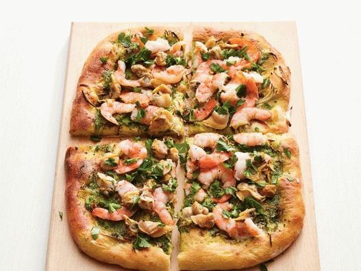 Photo Pizza aux crevettes et fruits de mer