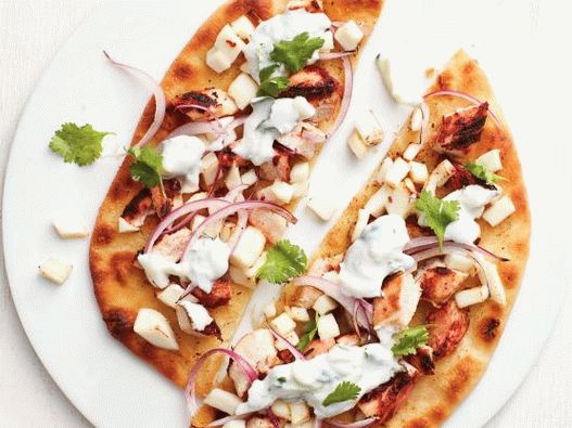 Pizza indienne au poulet tandoori