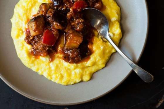 Polenta aux aubergines