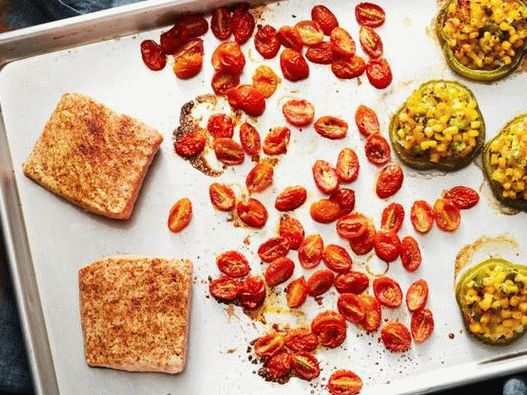 Photo Un dîner sain sur une plaque à pâtisserie avec du saumon