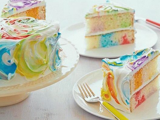 Photo du plat - Gâteau arc-en-ciel avec glaçure colorée