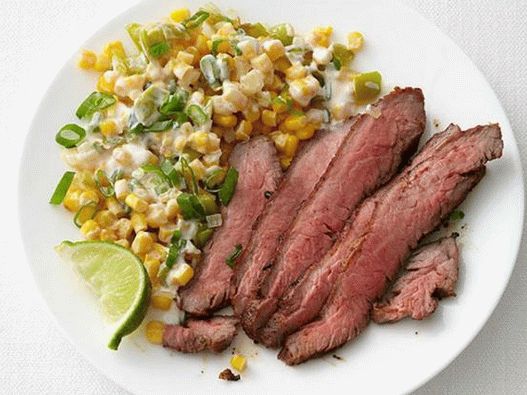 Steak avec piment et maïs crémeux