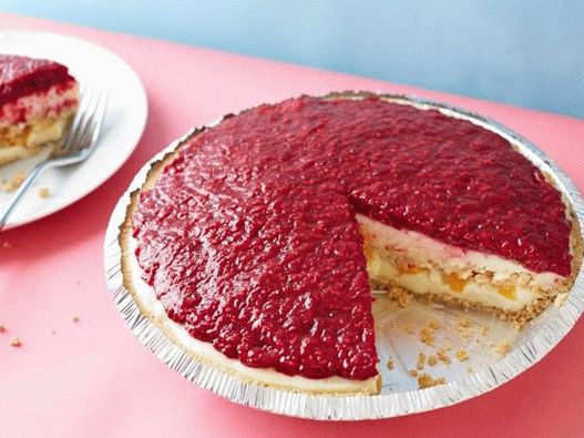 Photo de gâteau de pouding aux pêches Melba avec des biscuits Sneakerdoodle