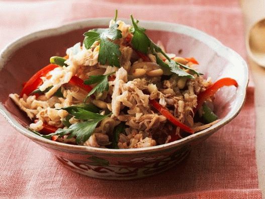 Riz brun au poulet et légumes