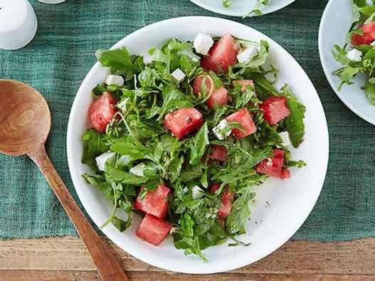 Photo Salade de roquette, melon d'eau et feta