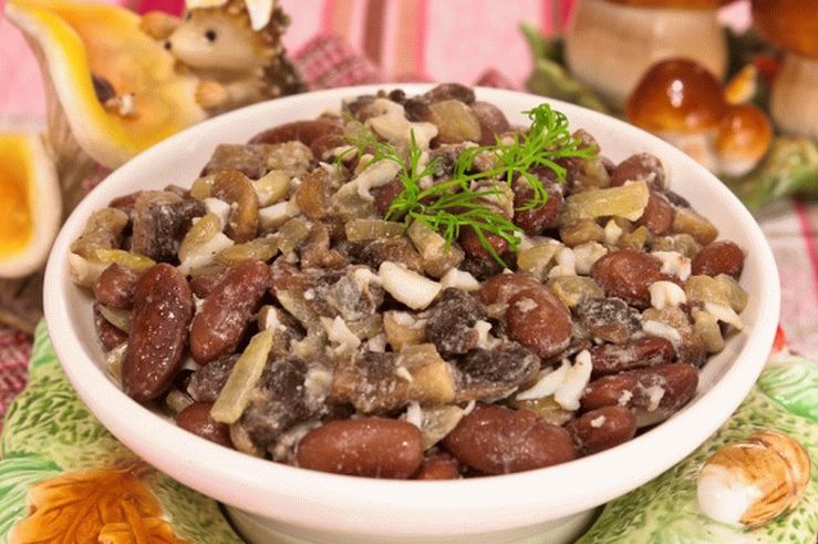 Salade de haricots et champignons