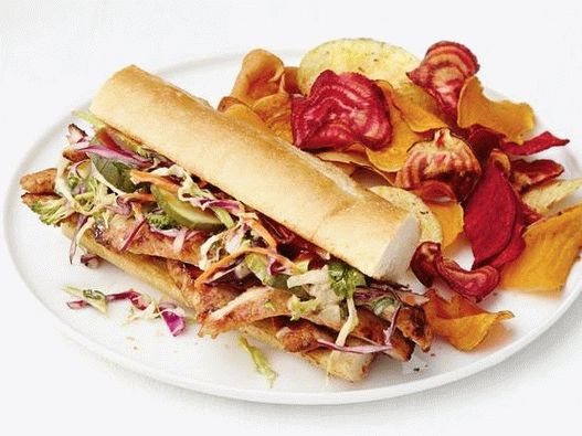 Photo sandwichs au porc barbecue et chou salade de chou à la sauce hoisin