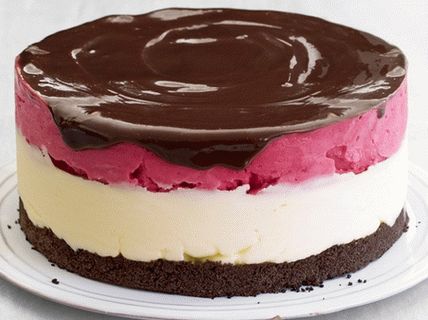 Gâteau au chocolat avec sorbet framboise-citron