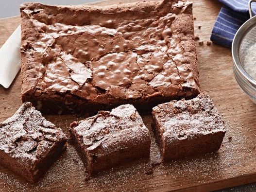 Photo brownie chocolat-noix avec amaretto