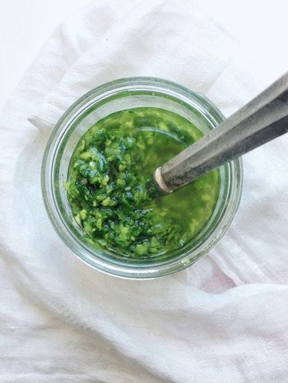 Photo d'oignon vert et de sauce au gingembre