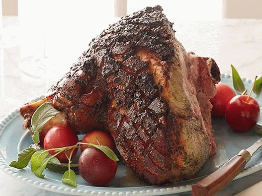 Photo Jambon de porc cuit au four avec glaçage à la pomme