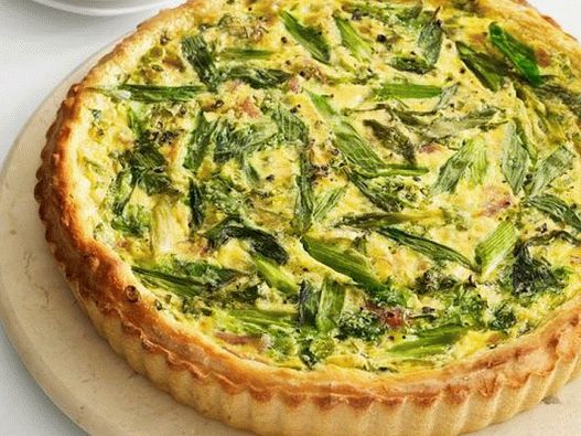 Photo Quiche printanière à la ricotta, jambon et oignons verts