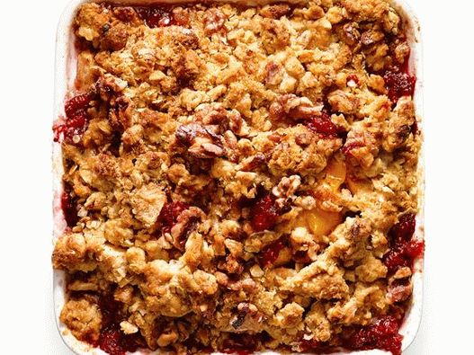 Crumble photo pomme-framboise avec garniture à l'avoine