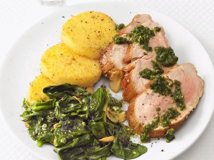Photo Porc au four avec polenta et pesto