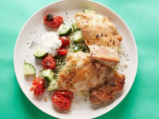 Cuisses de poulet au four et couscous à l'aneth